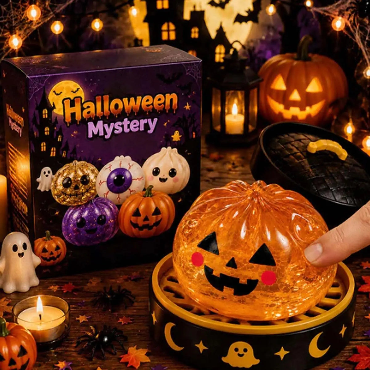 8cm Halloween Dumpling Squeeze Squishy Toy, Cute Slow Rising Squeeze Stress Relief Sensory Toy, Soft Kawaii Halloween Fidget Toy