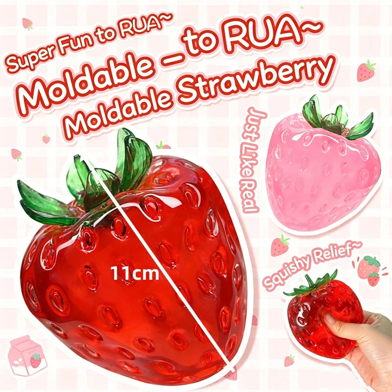 Squishy Vaseline Strawberry Stress Ball Toy Creative Strawberry No Rebound Squeeze Fidget Toy ASMR Sensory Stress Relief Toys