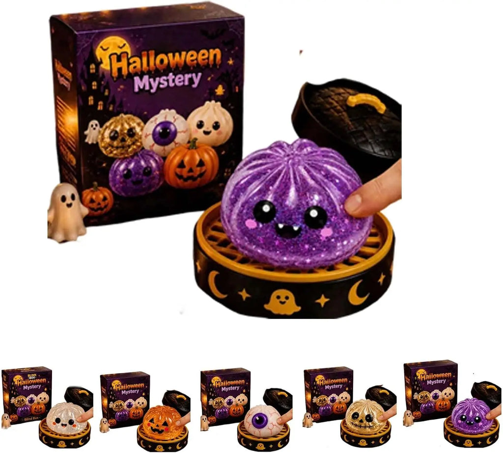 8cm Halloween Dumpling Squeeze Squishy Toy, Cute Slow Rising Squeeze Stress Relief Sensory Toy, Soft Kawaii Halloween Fidget Toy